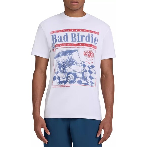 NWT Mens Bad Birdie Size L Brilliant White Speedway Series Golf Tee Shirt Top - Picture 1 of 7